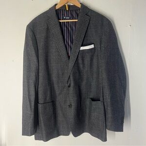 Cremieux Lambs Wool Blazer Gray Check Plaid Jacket Mens XXL